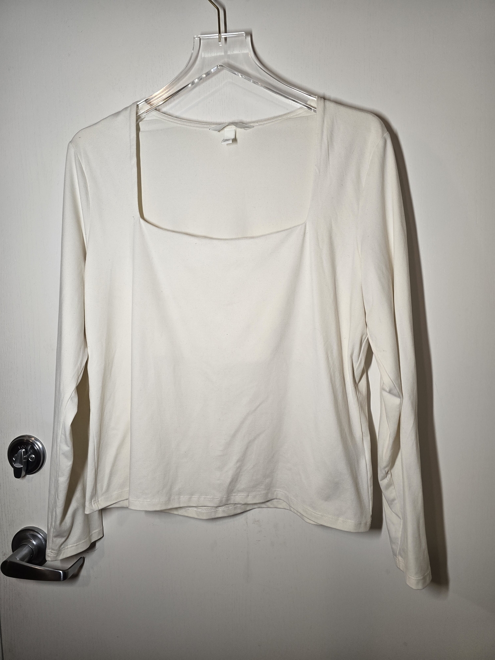 H&M Cream Square Neck Long-Sleeve Top